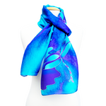 Load image into Gallery viewer, TWILIGHT BLUE PURPLE Dragonfly Hand Painted Silk Scarf Hypoallergenic
