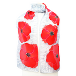 Load image into Gallery viewer, RED POPPY FLOWERS in Flanders Fields SILVER Hand Painted Silk Scarf
