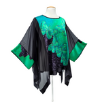 Load image into Gallery viewer, EMERALD GREEN BUTTERFLIES Painted Silk ONE SIZE Caftan Art Top
