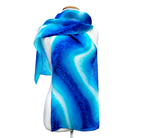 Hand painted pure silk square scarf absrtact blue turquoise royal blue tie dye silk scarf handmade by Lynne Kiel made in Canada