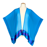 Load image into Gallery viewer, one size ladies shawl hand painted pure silk turquoise blue abstract tie dye art design handmade by Lynne Kiel made in Canada
