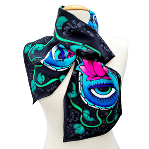 hand painted pure silk scarf hand of fatima art design handmade by Lynne Kiel