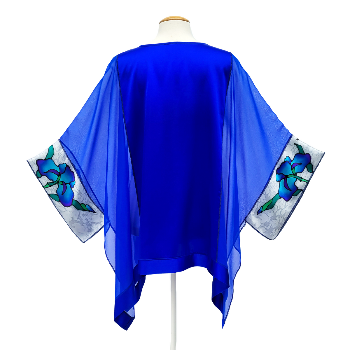royal blue silk ladies top back view