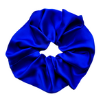 Load image into Gallery viewer, oversized royal blue pure silk scrunchie hair tie ponytail holder handmade in Canada by Lynne Kiel
