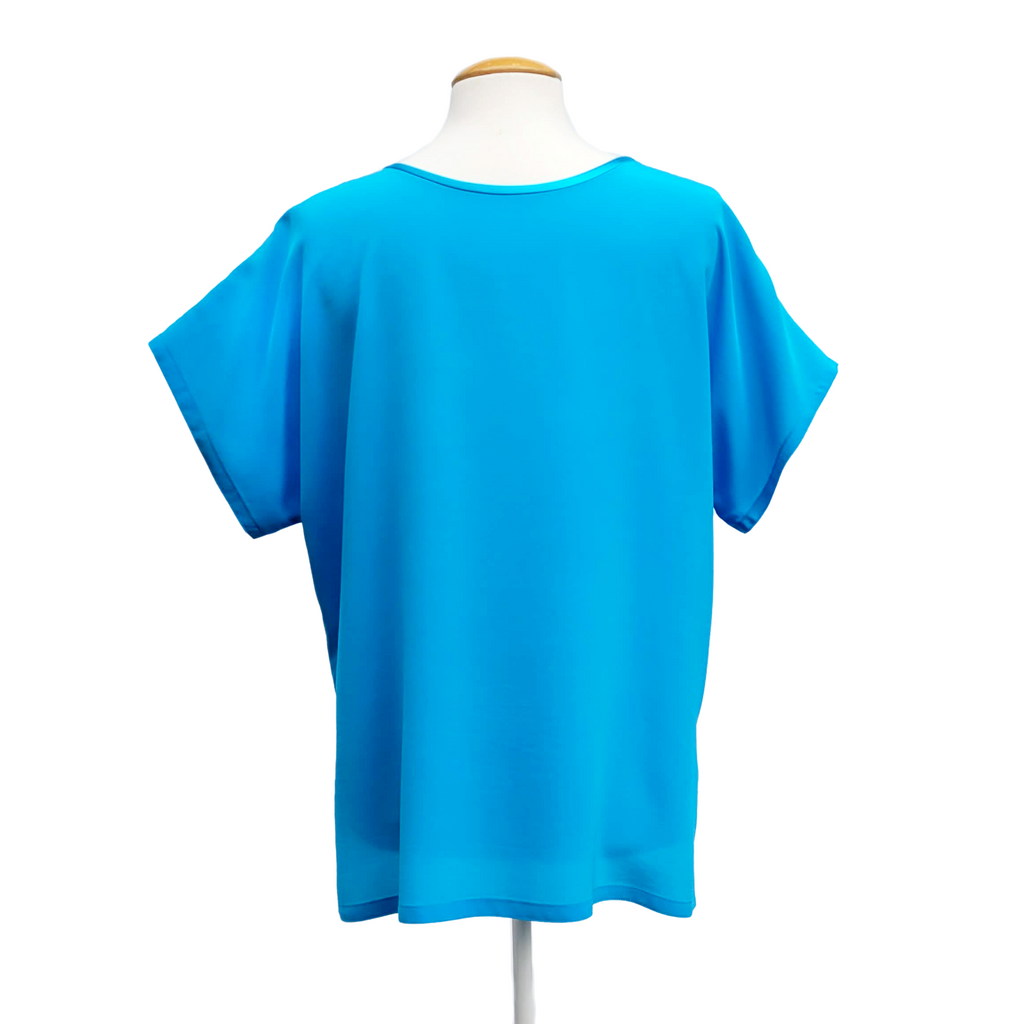 Ladies silk top back turquoise blue handmade by Lynne Kiel