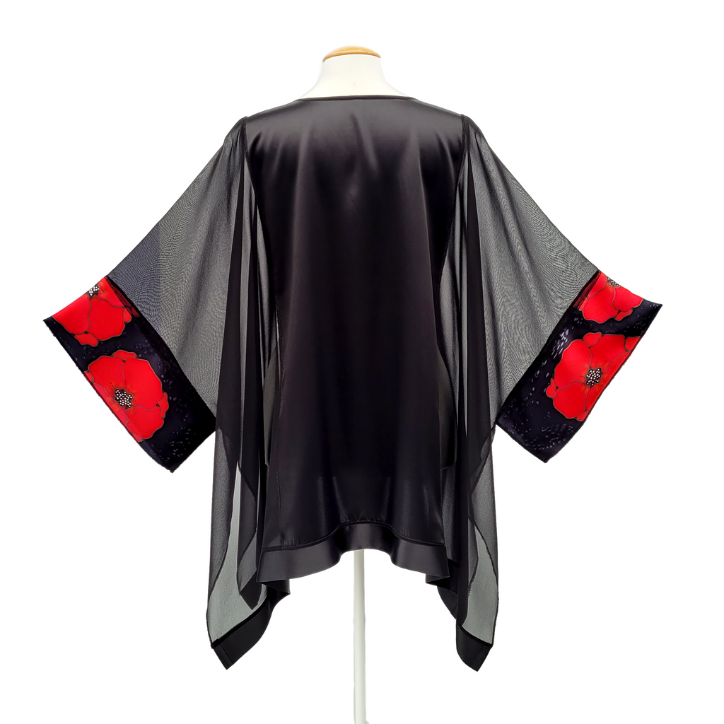 black caftan back with sheer silk black sides hand made by Lynne Kiel