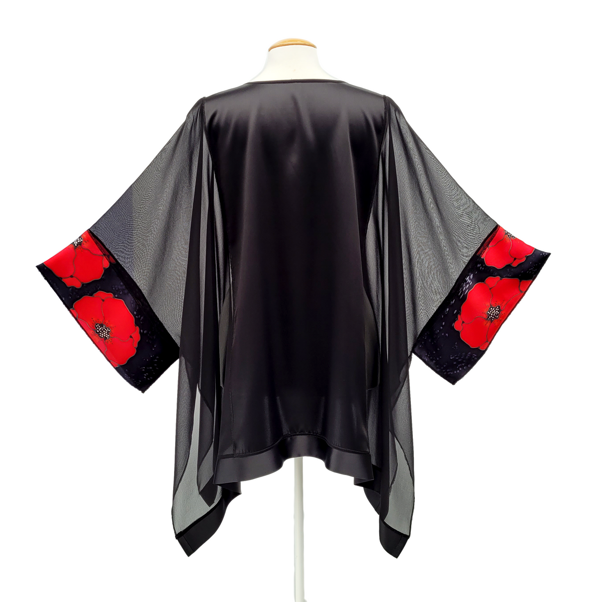 black caftan back with sheer silk black sides hand made by Lynne Kiel