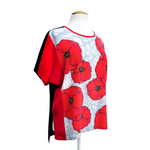 Load image into Gallery viewer, ladies t-top ladies short sleeve blouse hand painted red poppy art handmade by Lynne Kiel
