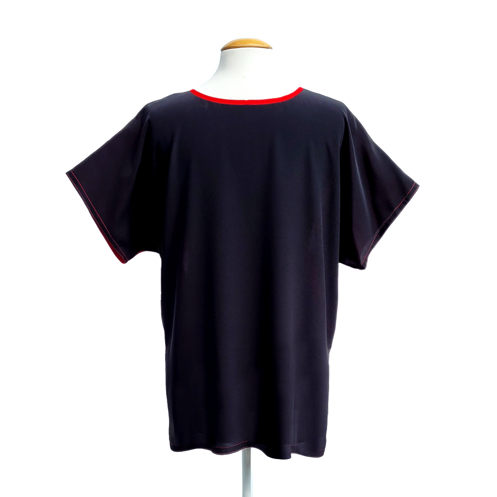 black pure silk blouse back handmade by Lynne Kiel