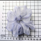 pure silk organza oversized jumbo scrunchie silver blue color