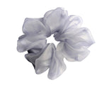 oversized pure silk organza scrunchie in pale steel blue color