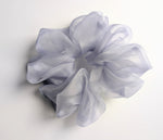 Load image into Gallery viewer, oversized pure silk organza scrunchie in pale steel blue color
