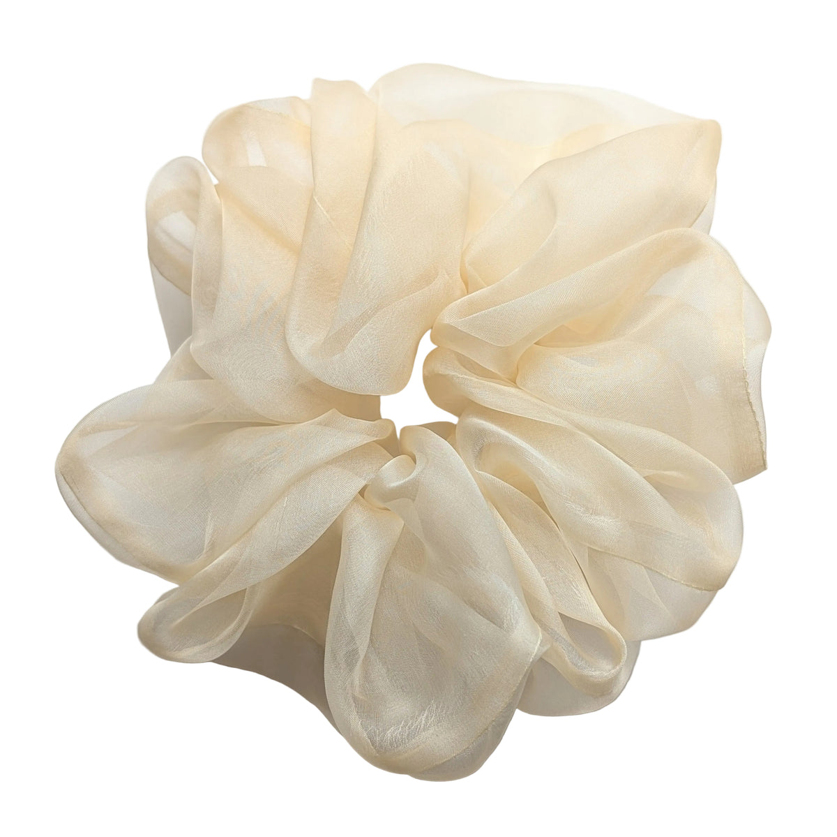 Pure silk organza oversized scrunchie  voluminous sheer pure silk organza hair scrunchie in a soft cream or ivory