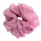 pure silk organza oversized jumbo hair scrunchie  voluminous pink sheer organza scrunchie,