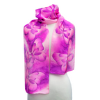 pure silk pink long scarf hand painted butterfly art design handmade by Lynne Kiel