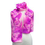 Load image into Gallery viewer, pure silk pink long scarf hand painted butterfly art design handmade by Lynne Kiel
