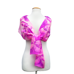 Load image into Gallery viewer, pink silk shawl long scarf hand painted butterfly design handmade by Lynne Kiel
