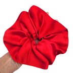 jumbo extra large scrunchie pure silk red hair tie ponytail holder handmade in Canada by Lynne Kiel