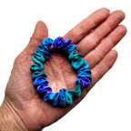 NORTHERN LIGHTS Purple Green Blue SKINNY SCRUNCHIE Hand Painted Silk