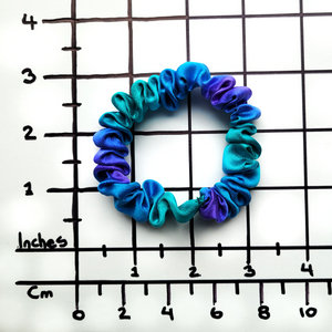 NORTHERN LIGHTS Purple Green Blue SKINNY SCRUNCHIE Hand Painted Silk