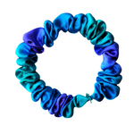 Load image into Gallery viewer, NORTHERN LIGHTS Purple Green Blue SKINNY SCRUNCHIE Hand Painted Silk
