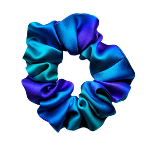 NORTHERN LIGHTS Purple Green Blue Hand Dyed Pure Silk SMALL SCRUNCHIE