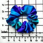 NORTHERN LIGHTS Purple Green Blue Hand Dyed Pure Silk SMALL SCRUNCHIE