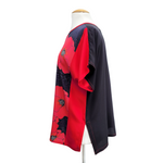 Load image into Gallery viewer, RED POPPIES ART TOP Hand Painted Pure Silk Loose Fitting
