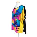 Load image into Gallery viewer, MODERN ART Colorful Yellow Abstract Painted Silk T-Top Soft Loose Fit
