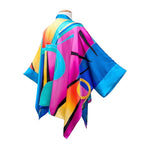Pure silk Kimono Hand painted colorful abstract art design original handmade by Lynne Kiel made in Canada
