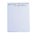 Art card back with handwritten text at the top reading 'Hand Painted Silk Original Art' and 'www.lynne Kiel.com