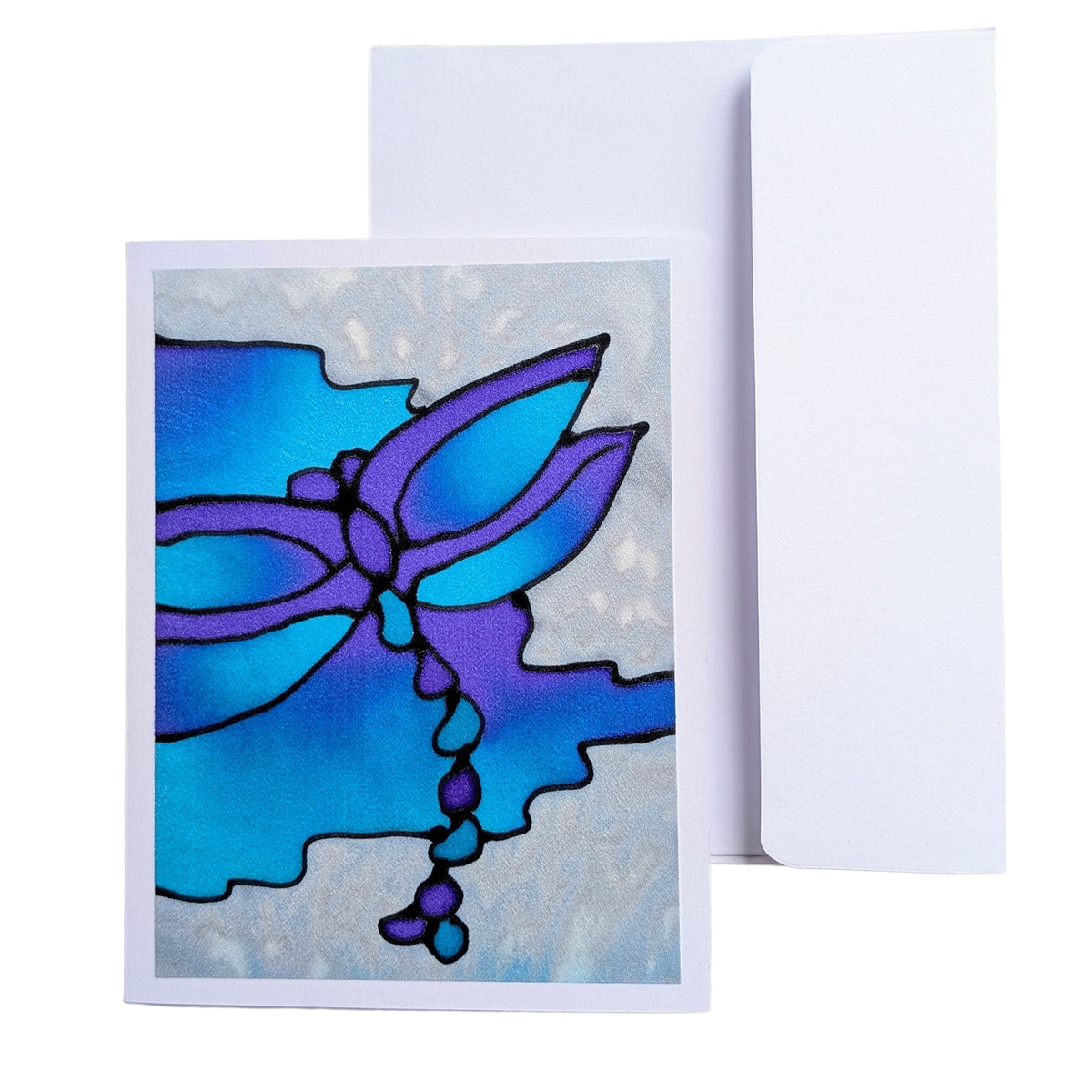 hand painted silk dragonfly art on handmade card greeting card madein Canada