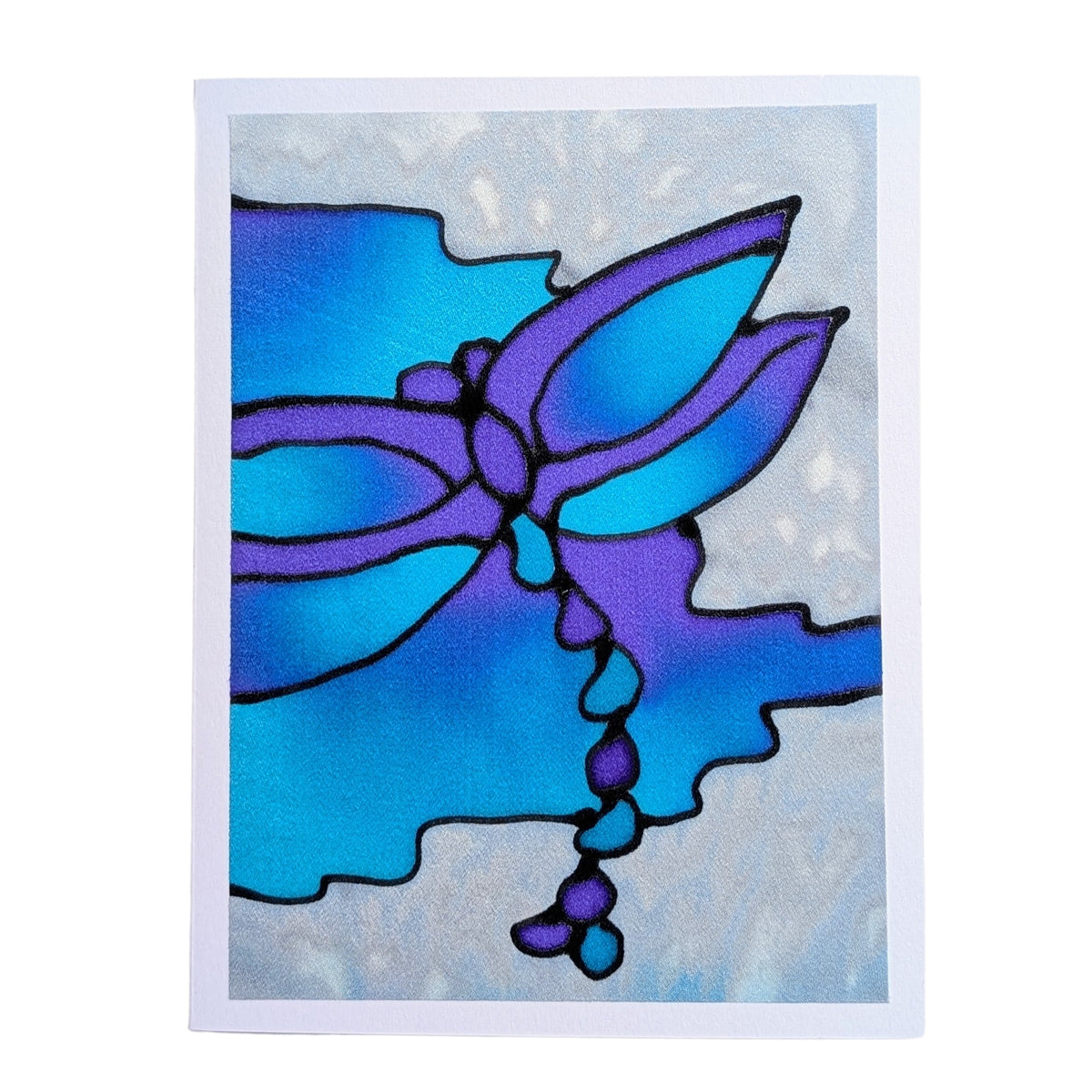 pure silk hand painted original dragonfly art card handmade in Canada