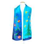 Hand painted pure silk scarf christmas tree scarf original art by Lynne Kiel made in Canada