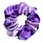 Load image into Gallery viewer, pure silk hand dyed purple scrunchie hair accessory ponytail holdered hand made by Lynne Kiel
