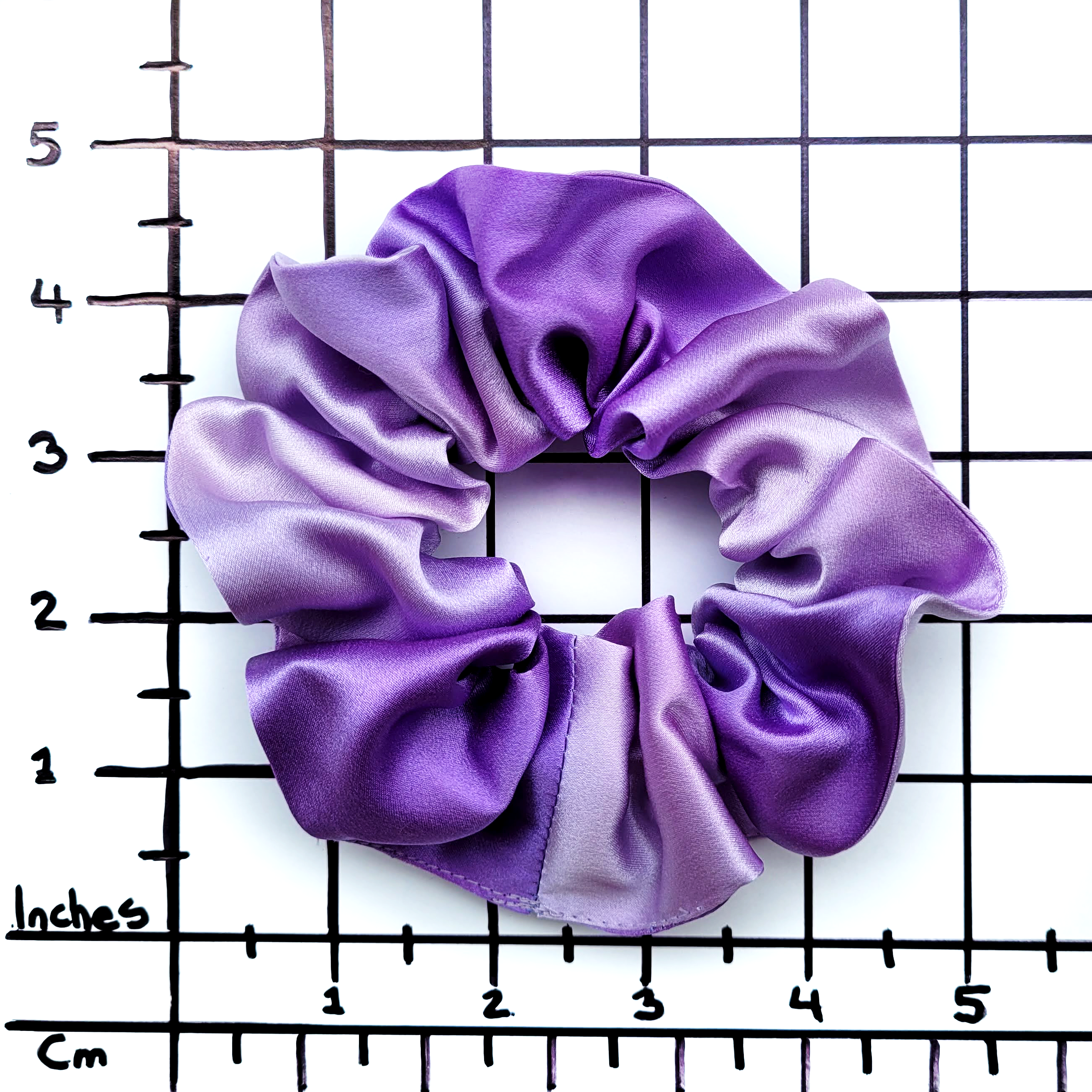 medium size purple silk scrunchie ponytail holder hair accessory handmade by Lynne Kiel
