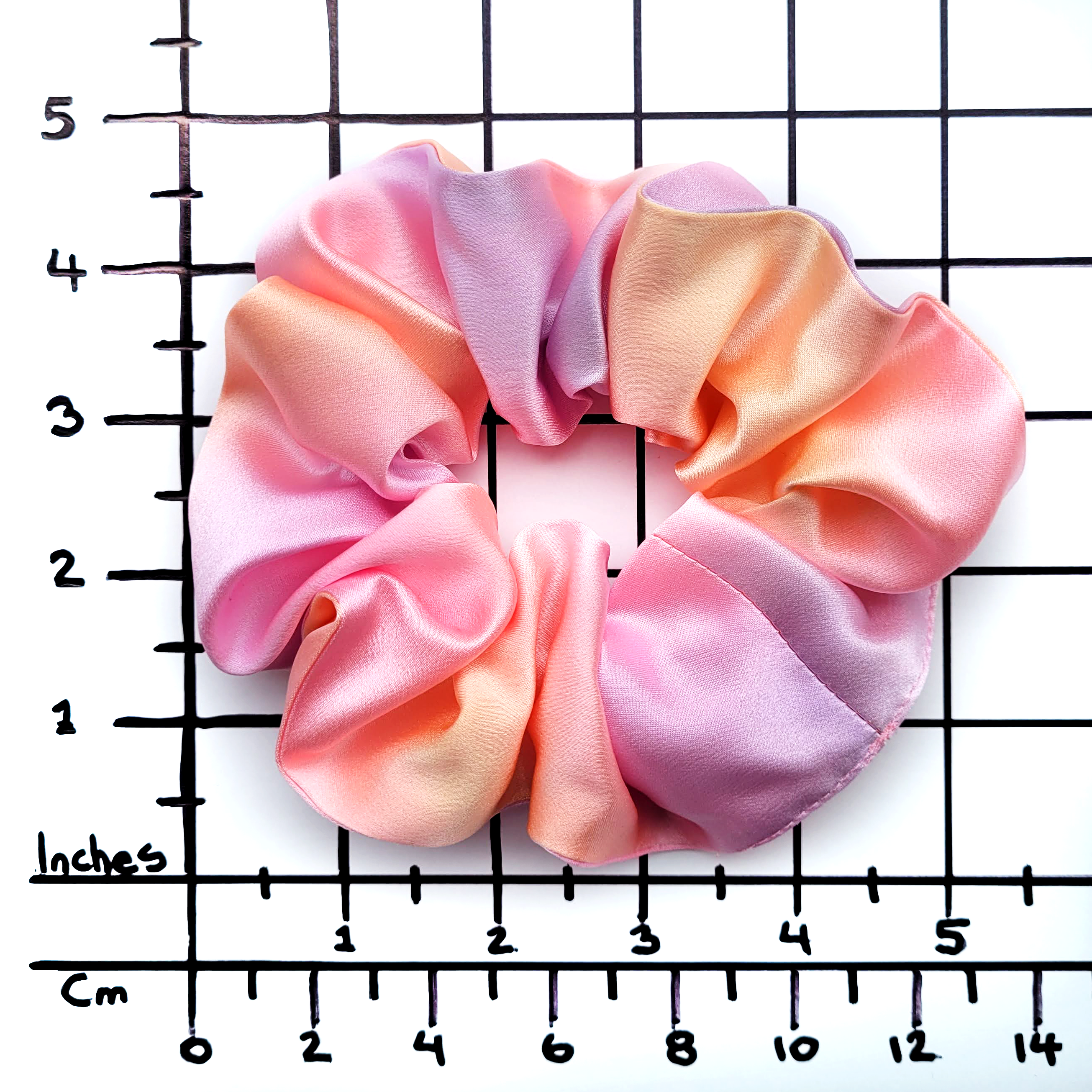 medium size hair scrunchie ponytail holder hand dyed pure silk pink color
