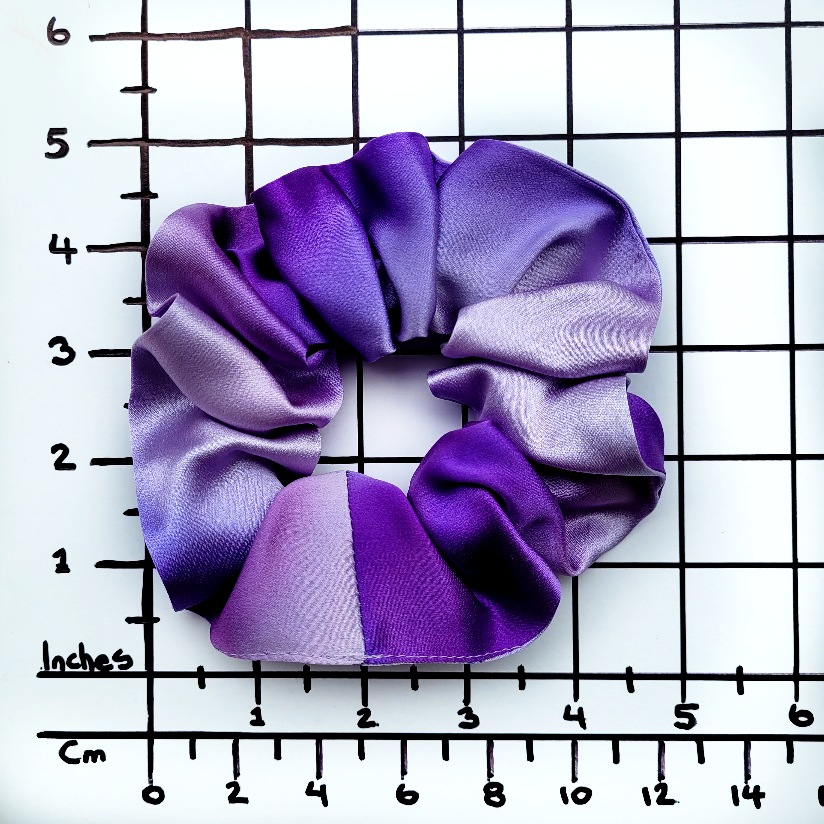purple pure silk scrunchie hair accessory ponytail holder handmade in Canada by Lynne Kiel