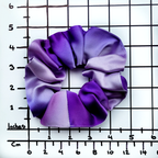 purple pure silk scrunchie hair accessory ponytail holder handmade in Canada by Lynne Kiel