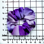 Load image into Gallery viewer, purple pure silk scrunchie hair accessory ponytail holder handmade in Canada by Lynne Kiel
