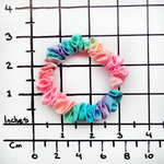Load image into Gallery viewer, Pastel Rainbow color skinny scrunchie hand dyed handmade by Lynne Kiel
