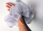 Load and play video in Gallery viewer, silver blue pure silk organza oversized scrunchie
