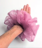 pure silk organza oversized scrunchie worn on wrist