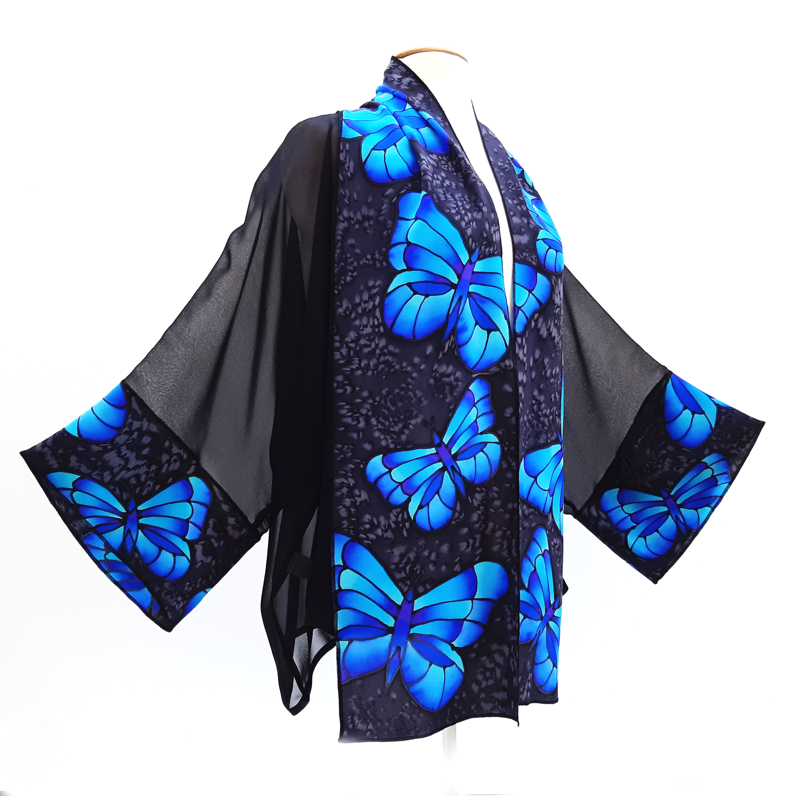 silk clothing women's one size kimono top hand made by Lynne Kiel