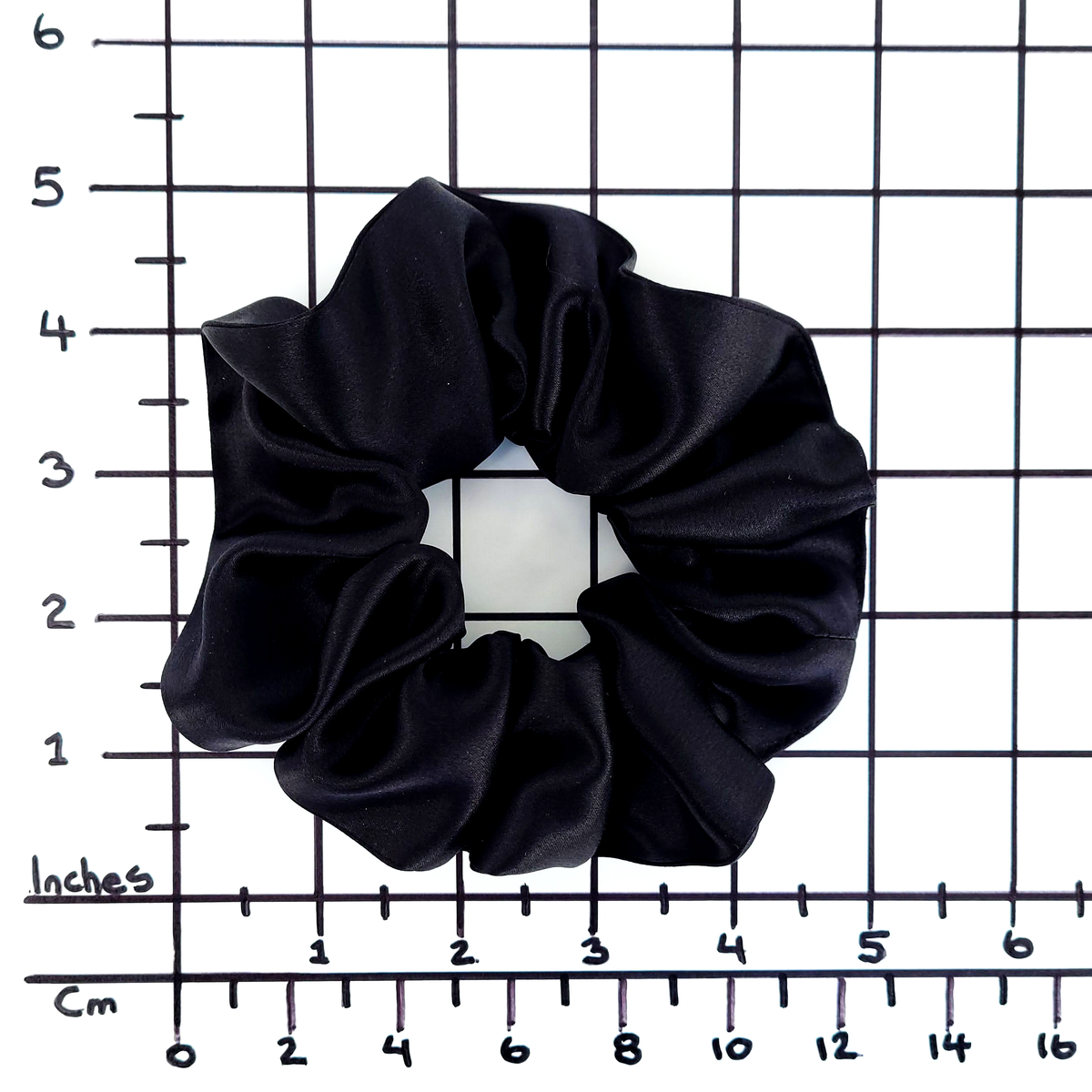 Black silk scrunchie pure silk hair accessory handmade by Lynne Kiel