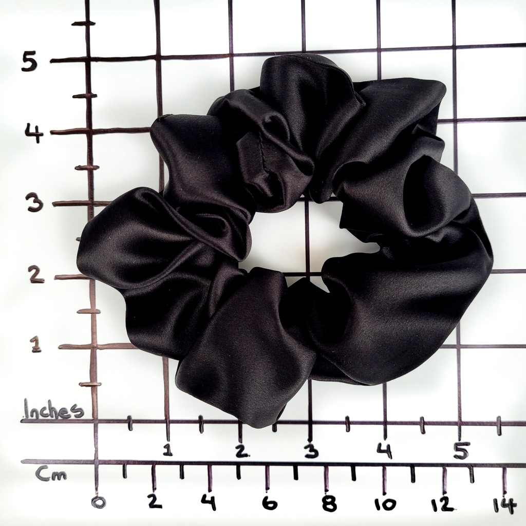 MIDNIGHT BLACK Medium Small Skinny 3 PC Silk SCRUNCHIE PARTY SET