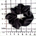 MIDNIGHT BLACK Medium Small Skinny 3 PC Silk SCRUNCHIE PARTY SET