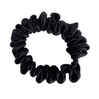 MIDNIGHT BLACK Medium Small Skinny 3 PC Silk SCRUNCHIE PARTY SET