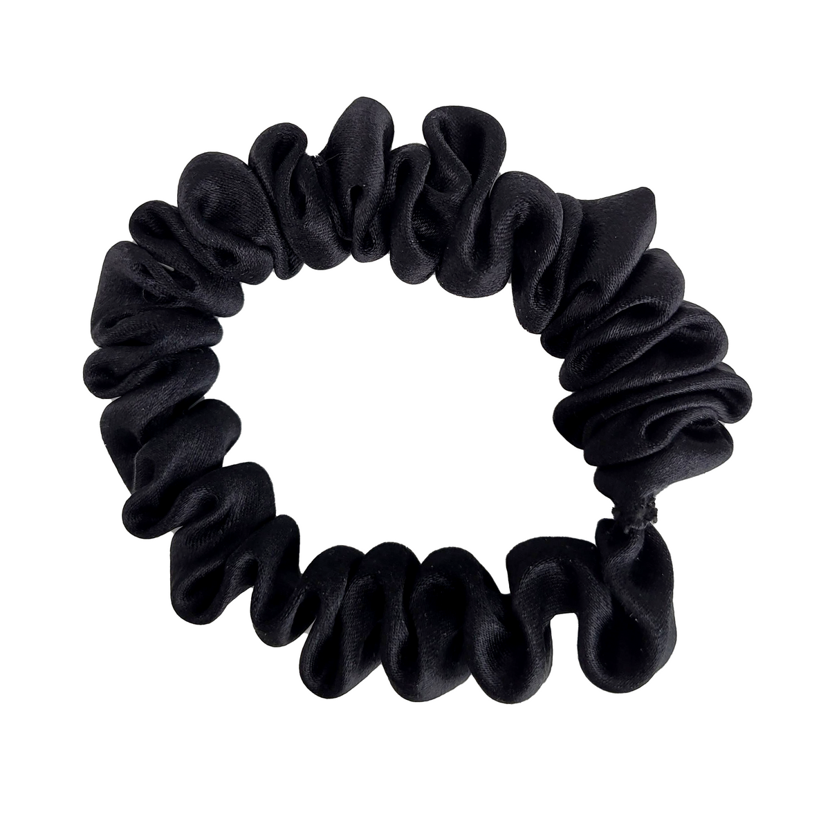 MIDNIGHT BLACK Medium Small Skinny 3 PC Silk SCRUNCHIE PARTY SET