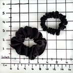 MIDNIGHT BLACK Medium Small Skinny 3 PC Silk SCRUNCHIE PARTY SET